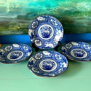 4 Vintage Arita Japanese Blue and White Very Beautiful, Signed, Good Quality